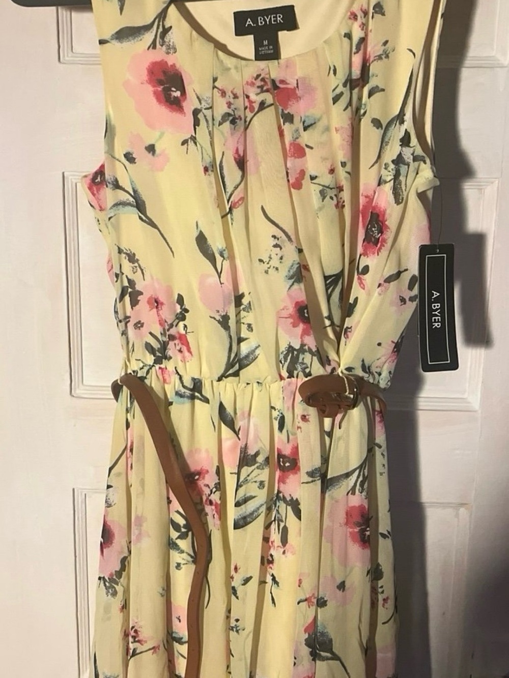 NWT A. Byer Cottagecore Floral Chiffon Mini Dress + Belt